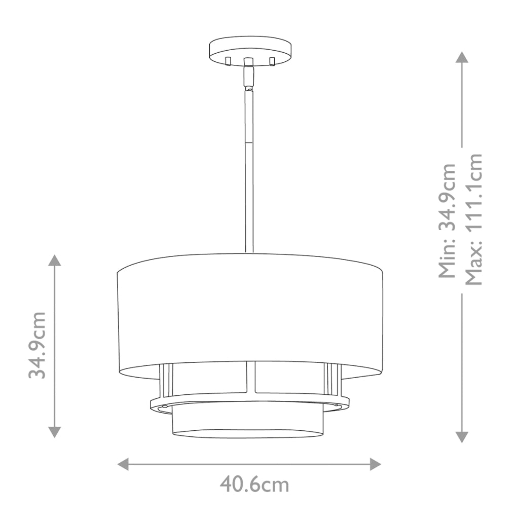 Lampada da soffitto Hinkley Graham nera 3xE14 40W Ø40,6cm