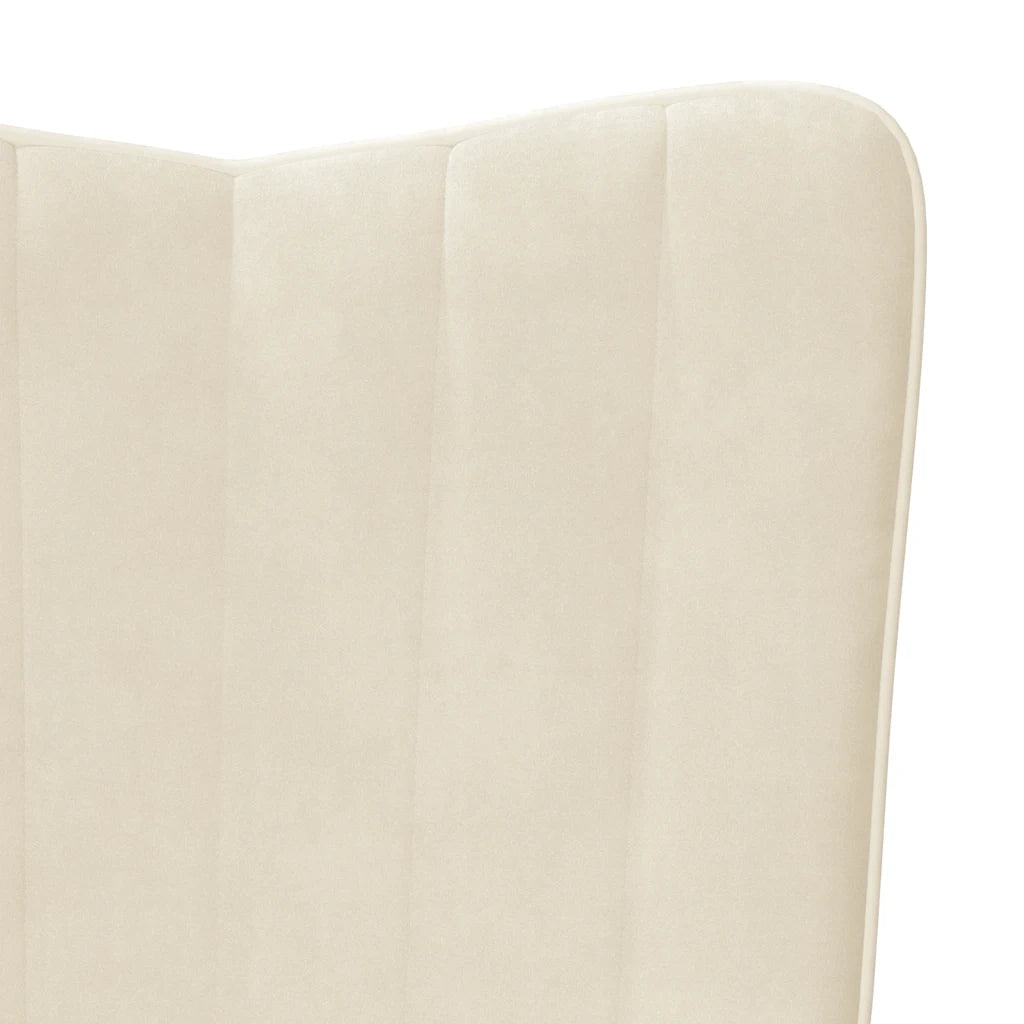 Poltrona Relax con Sgabello Bianco Crema in Velluto 327697
