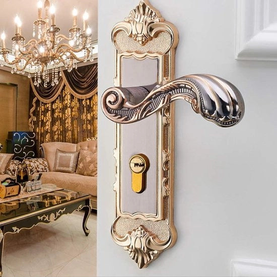 Maniglia di sicurezza per porte in stile retro - Maniglia antiscivolo - Accessorio di chiusura per porte in acciaio manganese - Protezione per maniglia - Alta qualità - Dimensione del pannello 21x5.5 cm