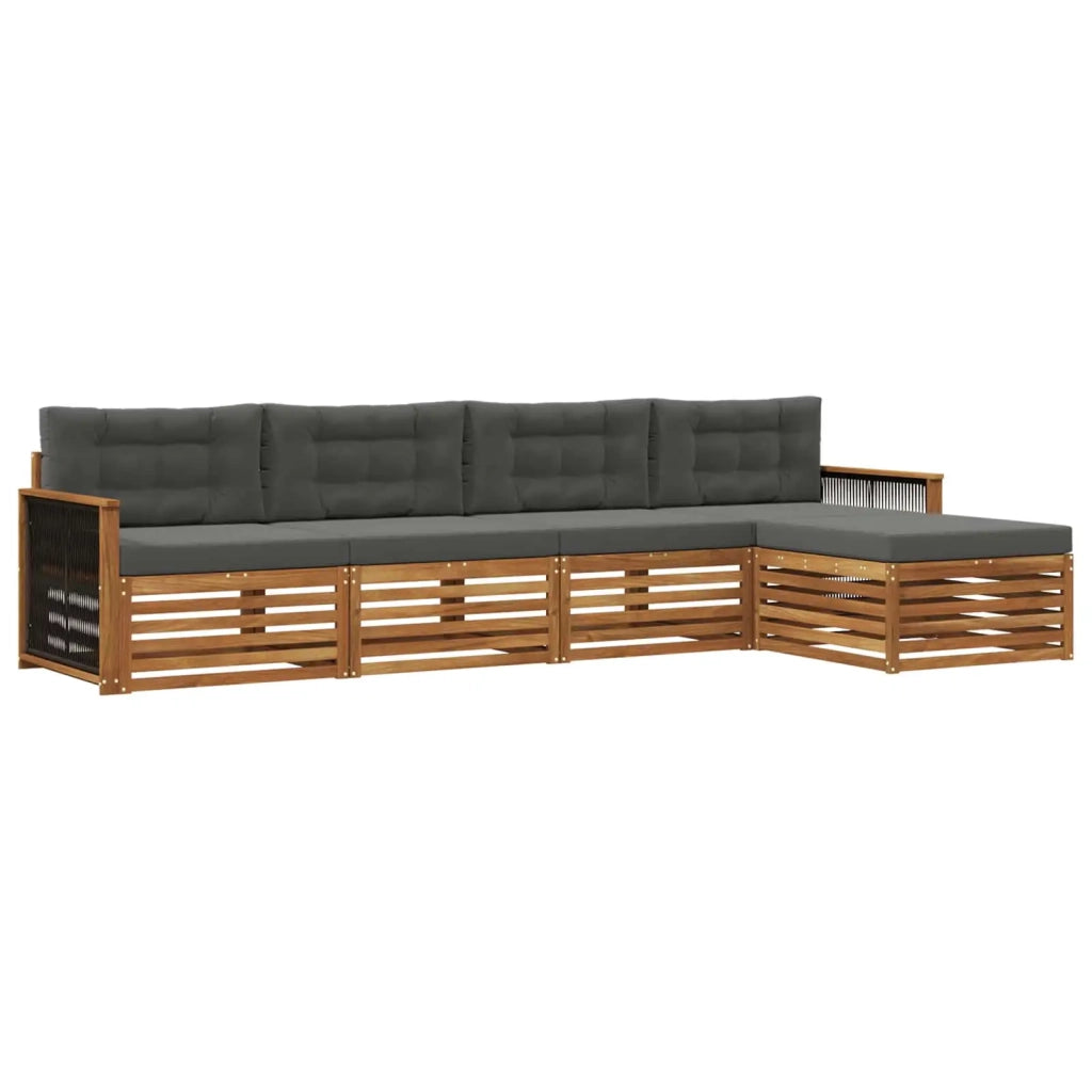 Set di divani da esterno con cuscino 5 pcs Naturale e Antracite 3383235