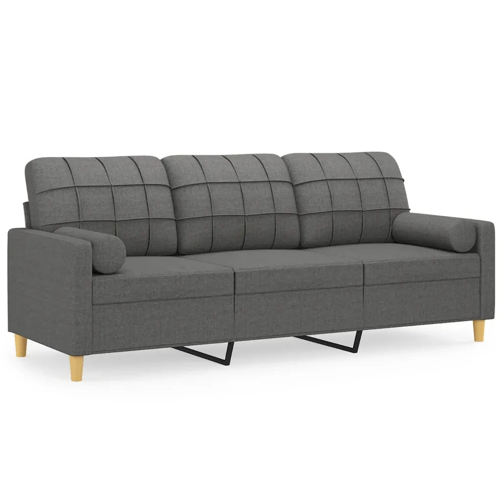 Divano a 3 Posti con Cuscini-Sofa 3 Posti con Cuscini Grigio Scuro 180 cm in Tessuto 178660