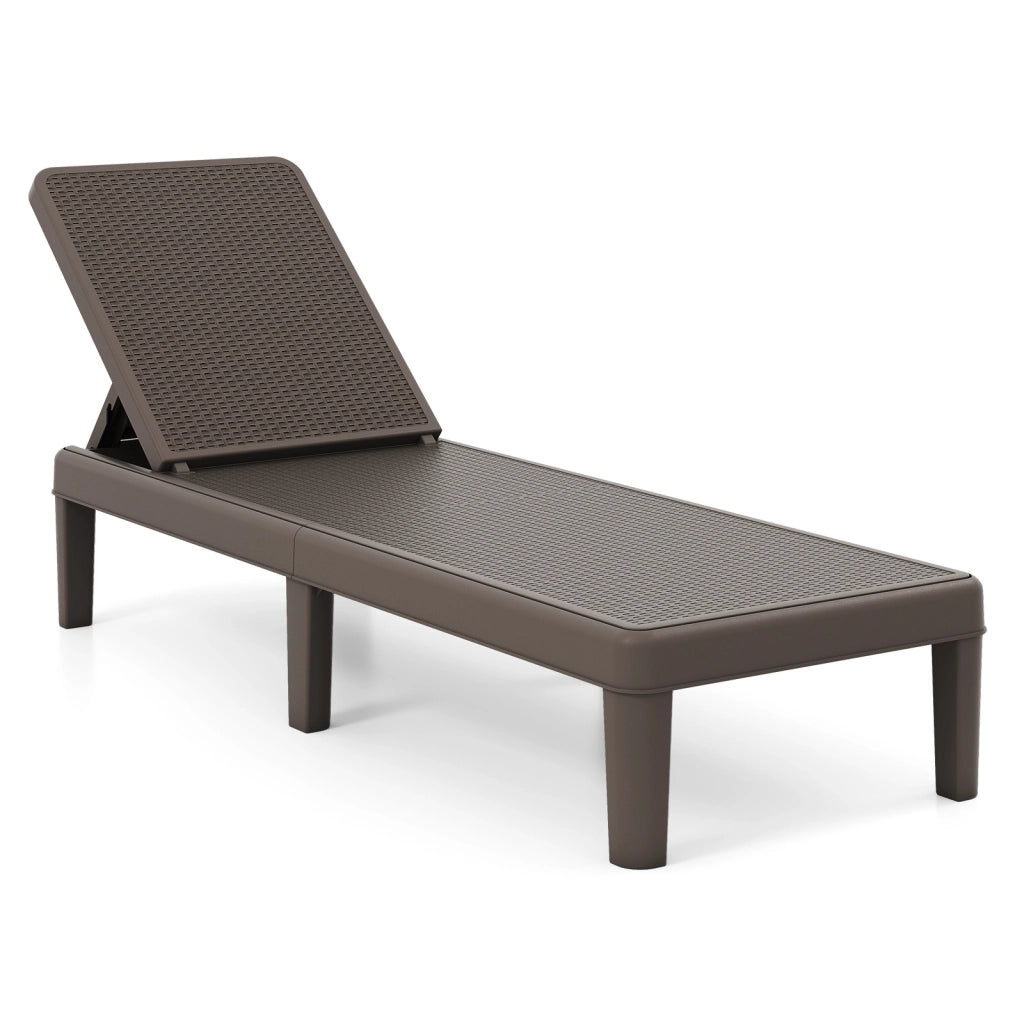 Lettino prendisole da giardino con schienale inclinabile a 4 livelli in pp rattan, Sdraio resistente alle intemperie portata 150 kg Marrone