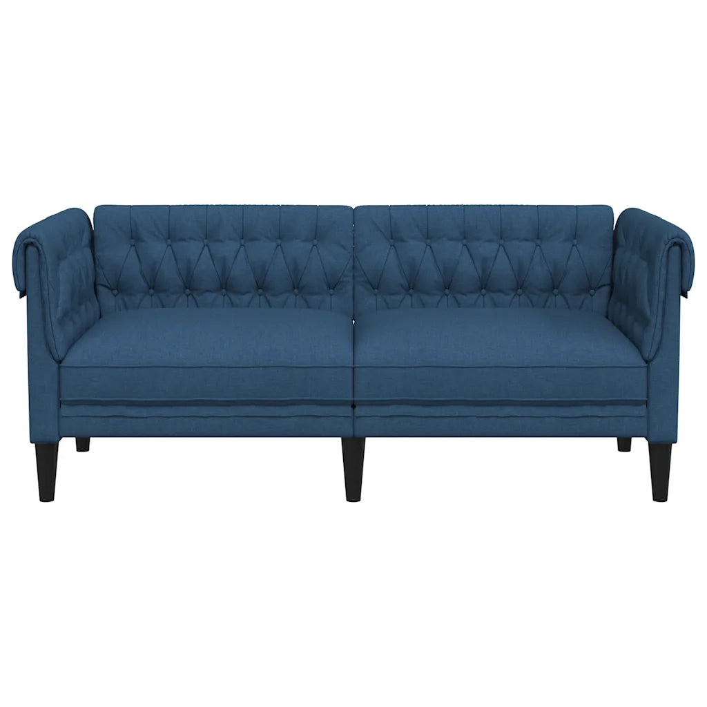 Divano Chesterfield a 2 Posti Blu in Tessuto 372553