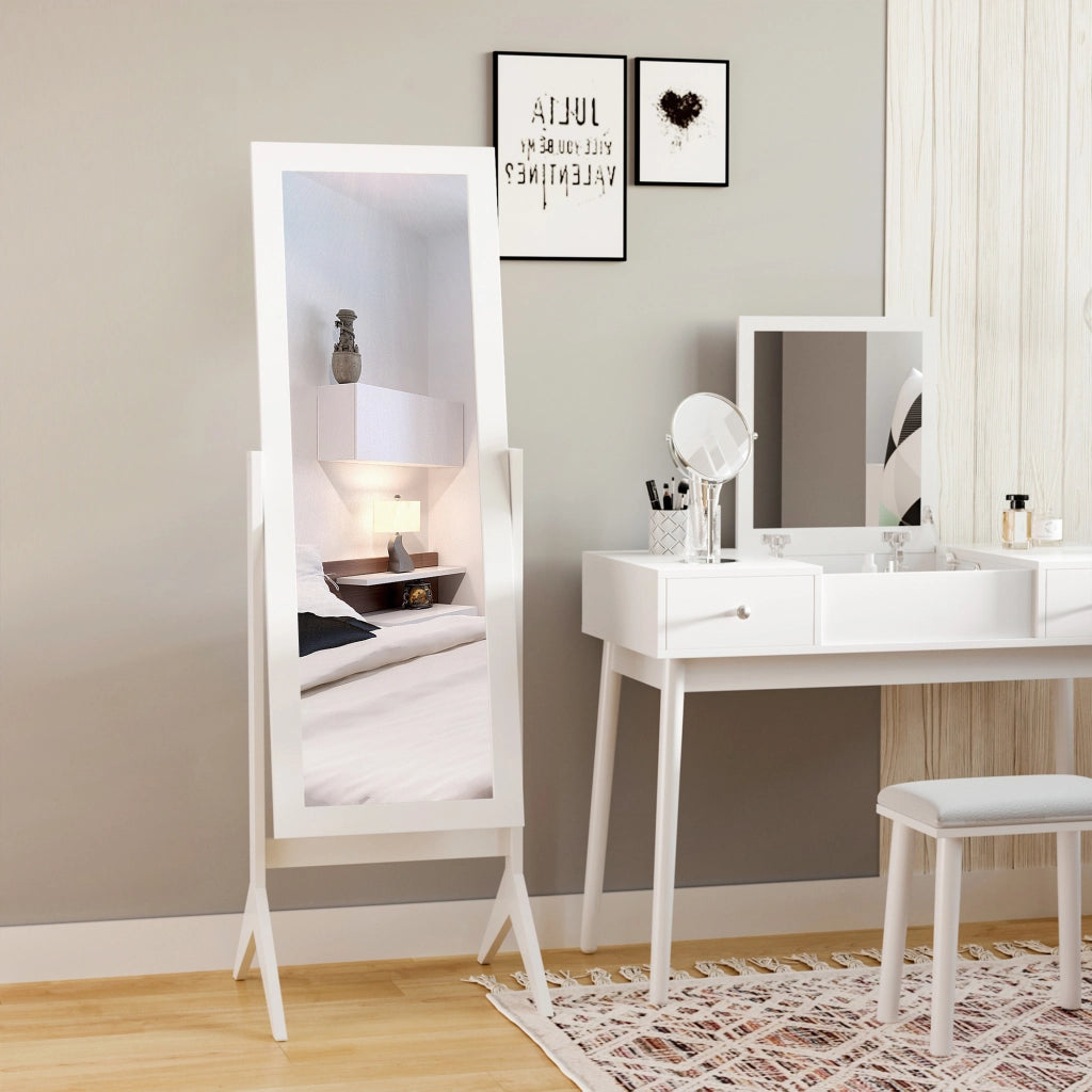 Specchio da Terra con Supporto Regolabile ¨C Xylo ¨C Legno Bianco 47x46x148 cm
