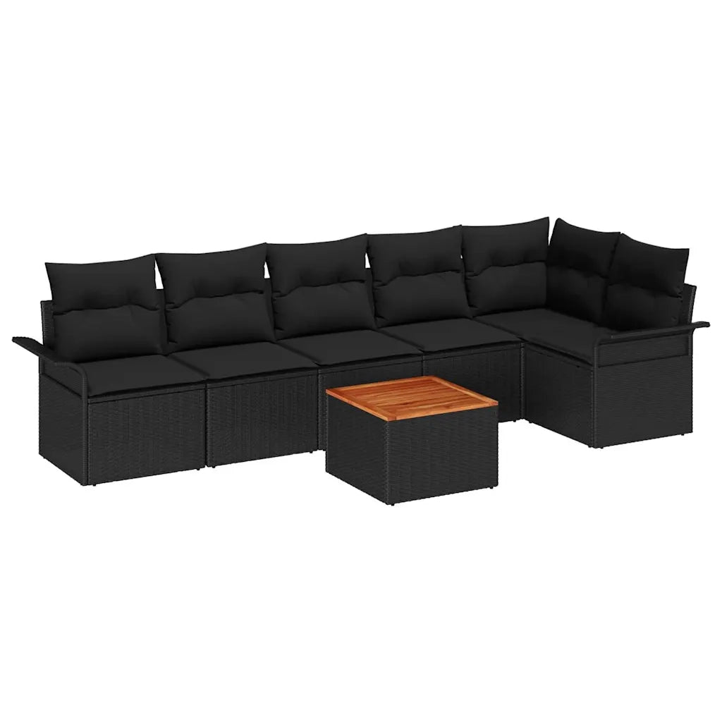 Set Divano da Giardino con cuscino 7 pcs Nero polyrattan 3347338