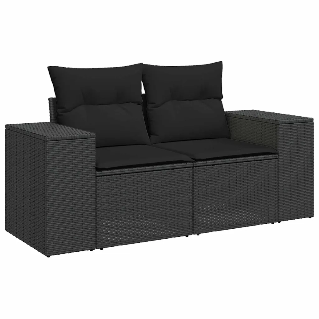 Set Divano da Giardino con cuscino 9 pcs Nero polyrattan 3362009