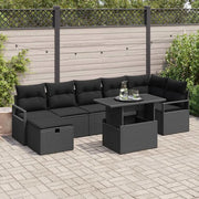 Set Divano da Giardino con cuscino 8 pcs Nero Poly Rattan 3361142
