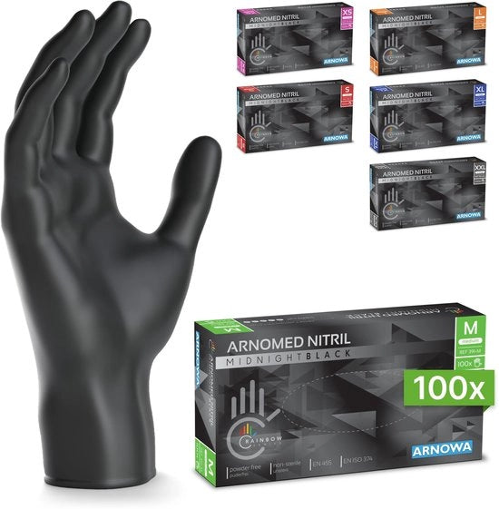 Manichini da un uso occasionale 100 pezzi - Nitrile - Resistente alle abrasioni - Resistenti ai cibi - Senza lattice - Taglia M - Manichini