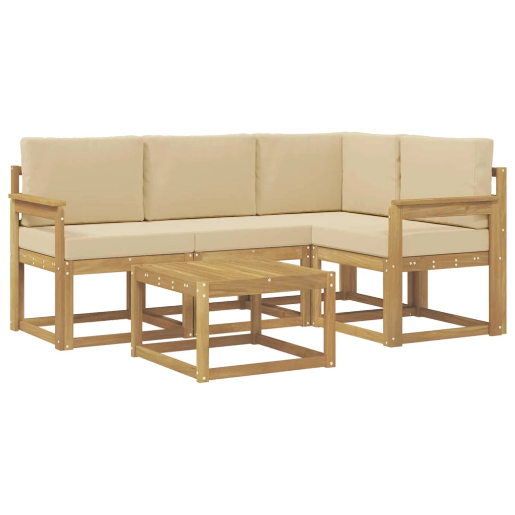 Set di divani da esterno con cuscino 5 pcs Bianco e Beige 3387587