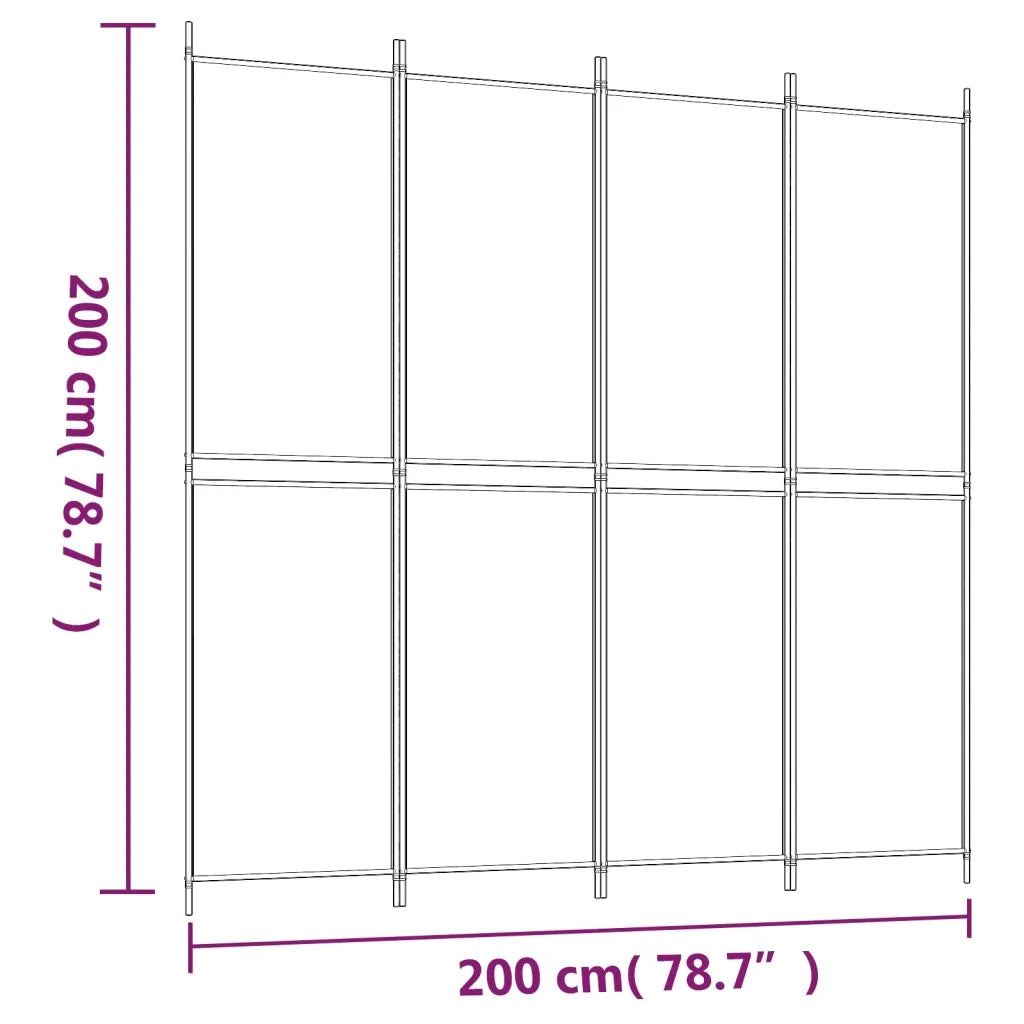 Divisorio a 4 Pannelli Bianco 200x200 cm Tessuto 350230