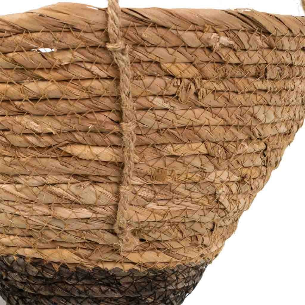 Set di 3 cestini sospesi in fibra naturale marrone
