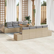 Set da Pranzo per Giardino con cuscino 9 pcs Beige e grigio 3349937