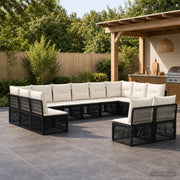 Set Divano da Giardino 12 pz Nero polyrattan 3434380