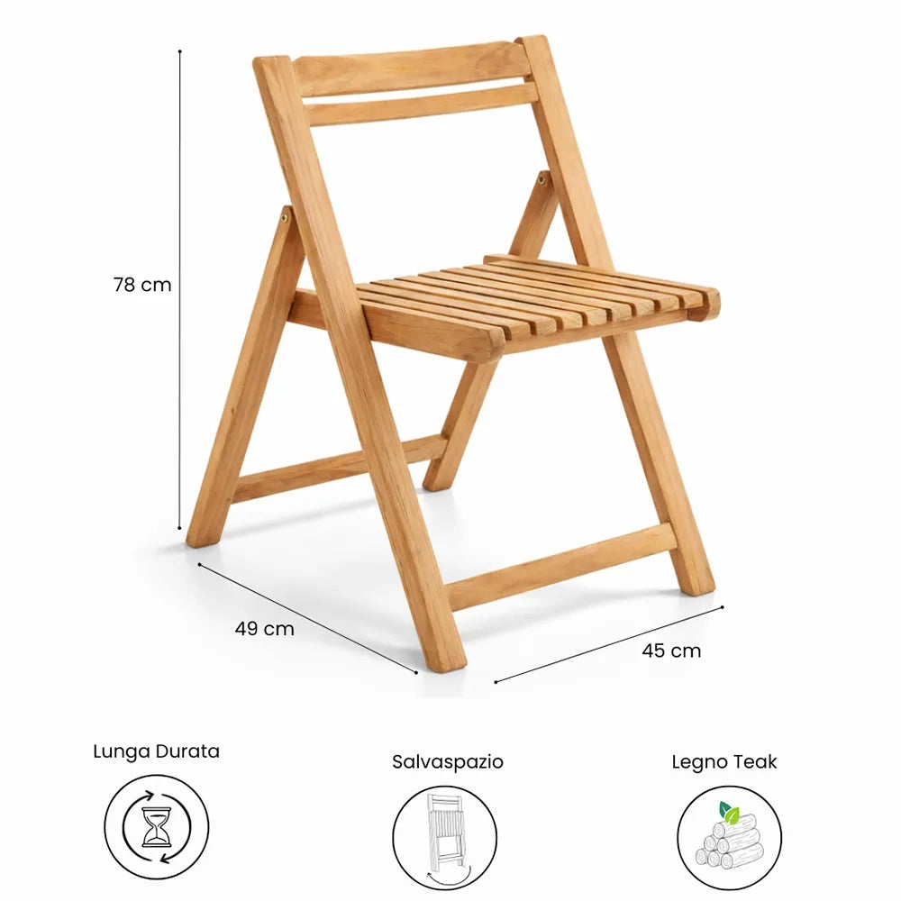 Set di 2 Sedie Pieghevoli in Legno Teak - Silla