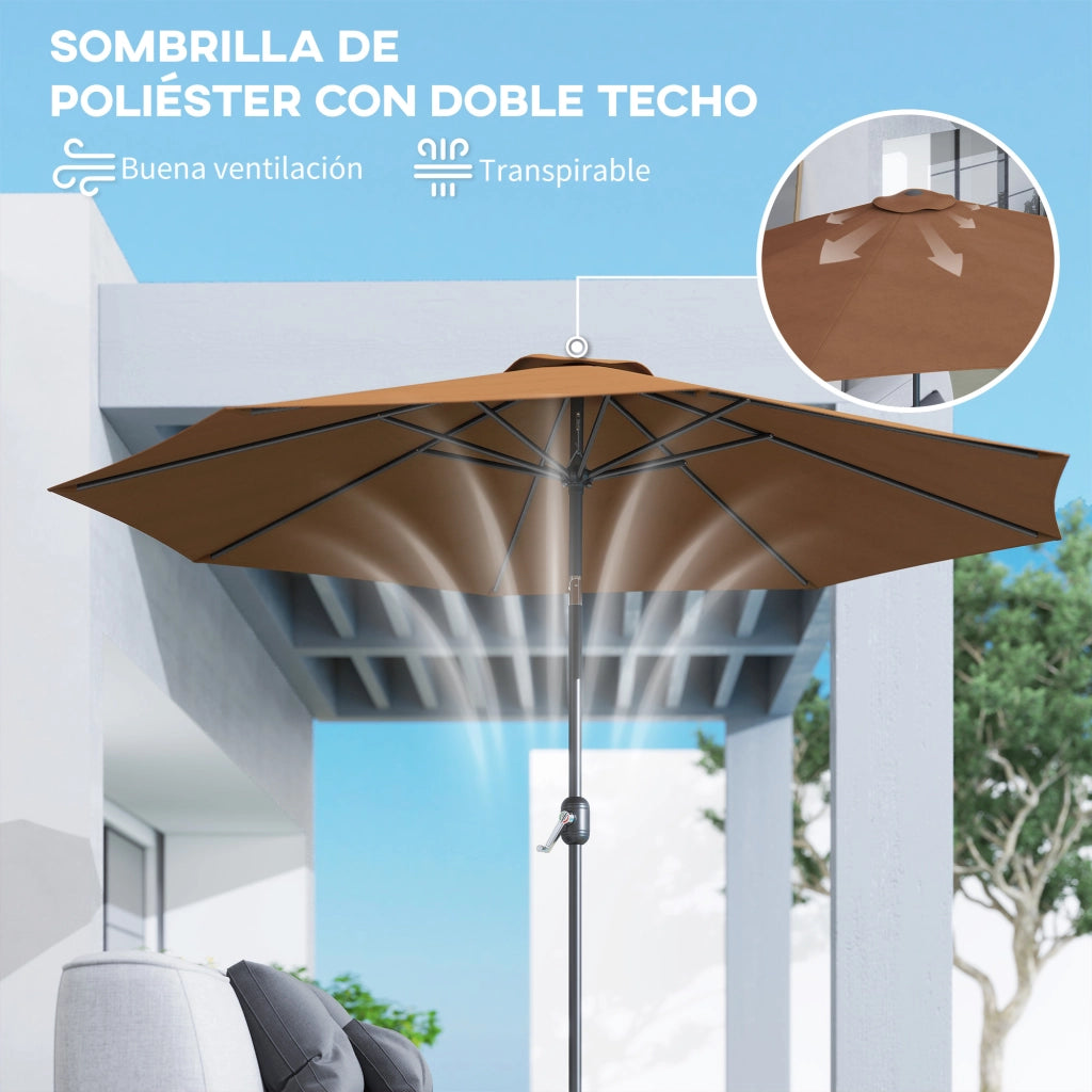 Ombrellone da Giardino ¨C zephmum ¨C 295x250 cm Grigio con Manovella e Inclinazione