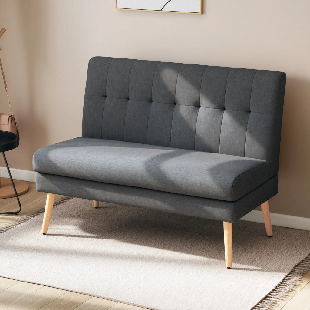 Divano 2 posti ¨C Minimal ¨C grigio tessuto legno