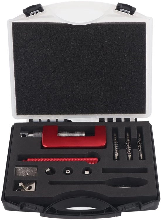 Kit di attrezzi per lavori in acciaio - Set 12 pezzi - Troncatrice a catena universale - Penna a martello - Acciaio laminato - Per ATV/Crossmotor - Inclusa custodia di trasporto