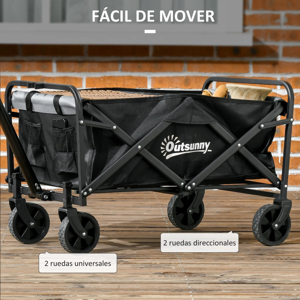 Carrello da Giardino Pieghevole ¨C Minimal ¨C Nero 77x50x63-93 cm