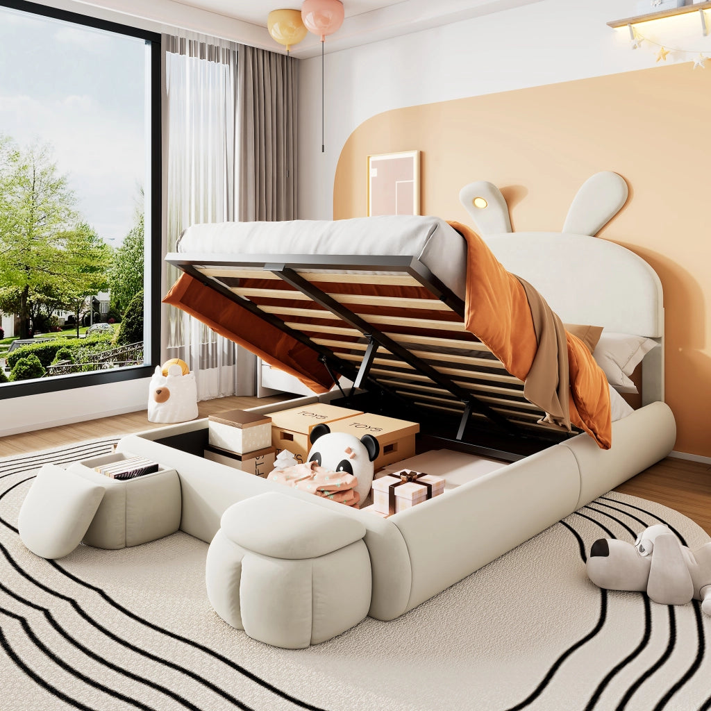 letto imbottito velluto beige 140x200 cm