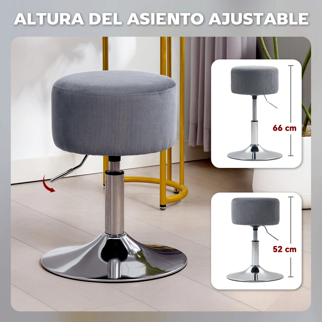 Sgabello cucina regolabile 52-66 cm ¨C Xylo ¨C velluto grigio girevole 360¡ã