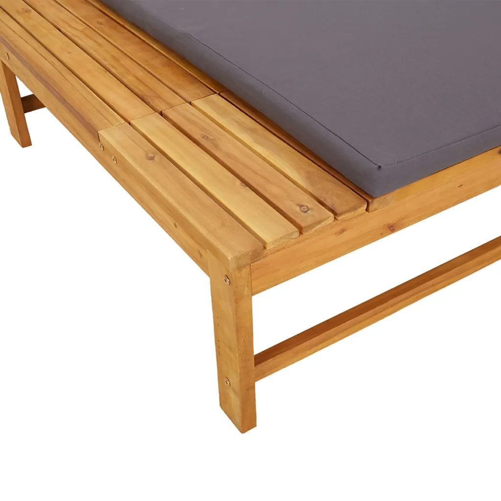 Lettino Cuscino e Guanciale Grigio Scuro Legno Massello Acacia 362154