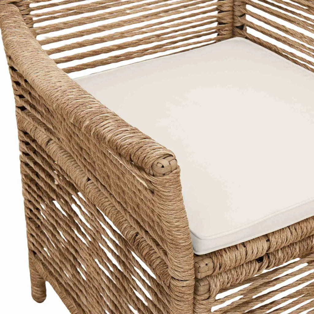 Sedia da giardino con cuscino 2 pz | Sedie da Esterno Beige e Crema polyrattan