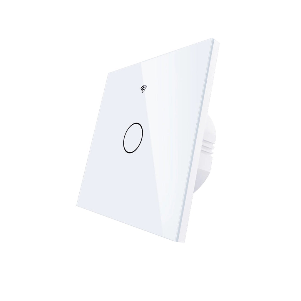 Interruttore Da Parete Touch 1 Tasto, WIFI+BLE+RF, WIFI 2.4G, RF 433MHz, Bluetooth BLE Mesh TUYA, Smart Life, 10A, AC 90-250V, 50/60HZ, 86X86X30mm Per Scatola 502, IP20, Bianco, SH9441W