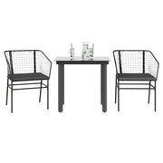 Set da Pranzo da Giardino 3 pz con Cuscini Polyrattan Vetro 3334597