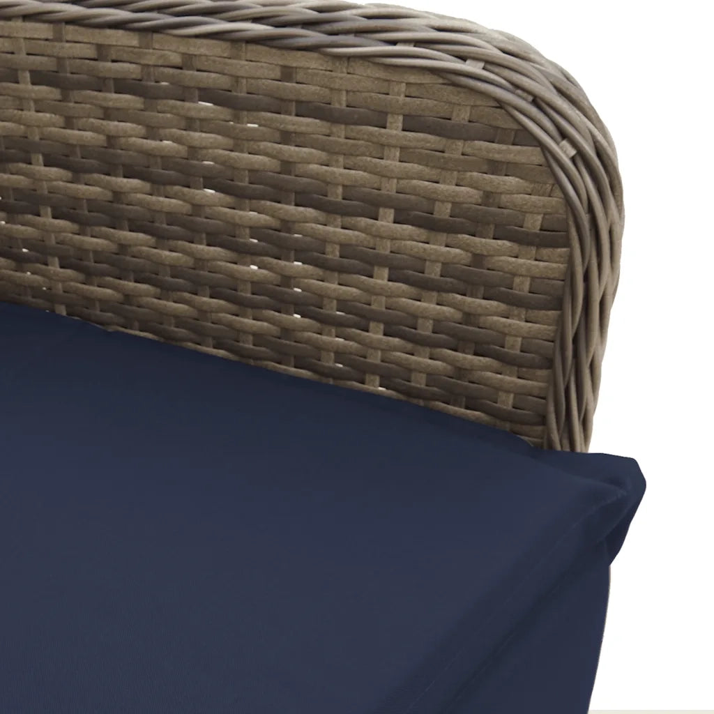 Sedia da giardino reclinabile con cuscini grigia in polyrattan 365699