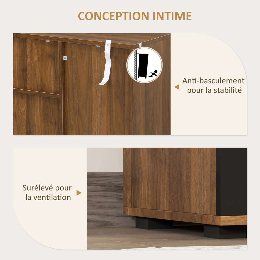 Buffet per soggiorno ¨C Minimal ¨C 120x35x85 cm, marrone e nero