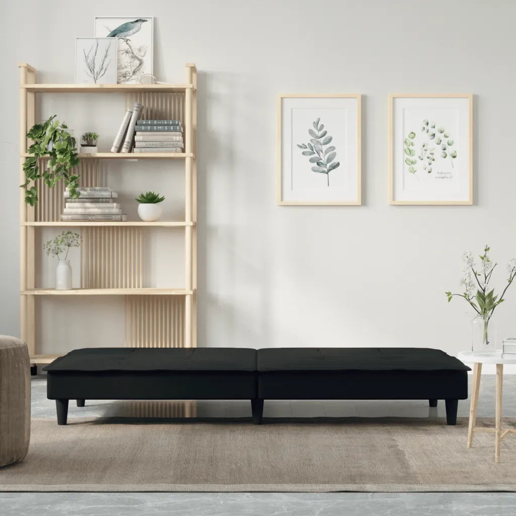 Divano Letto Nero in Tessuto 351915