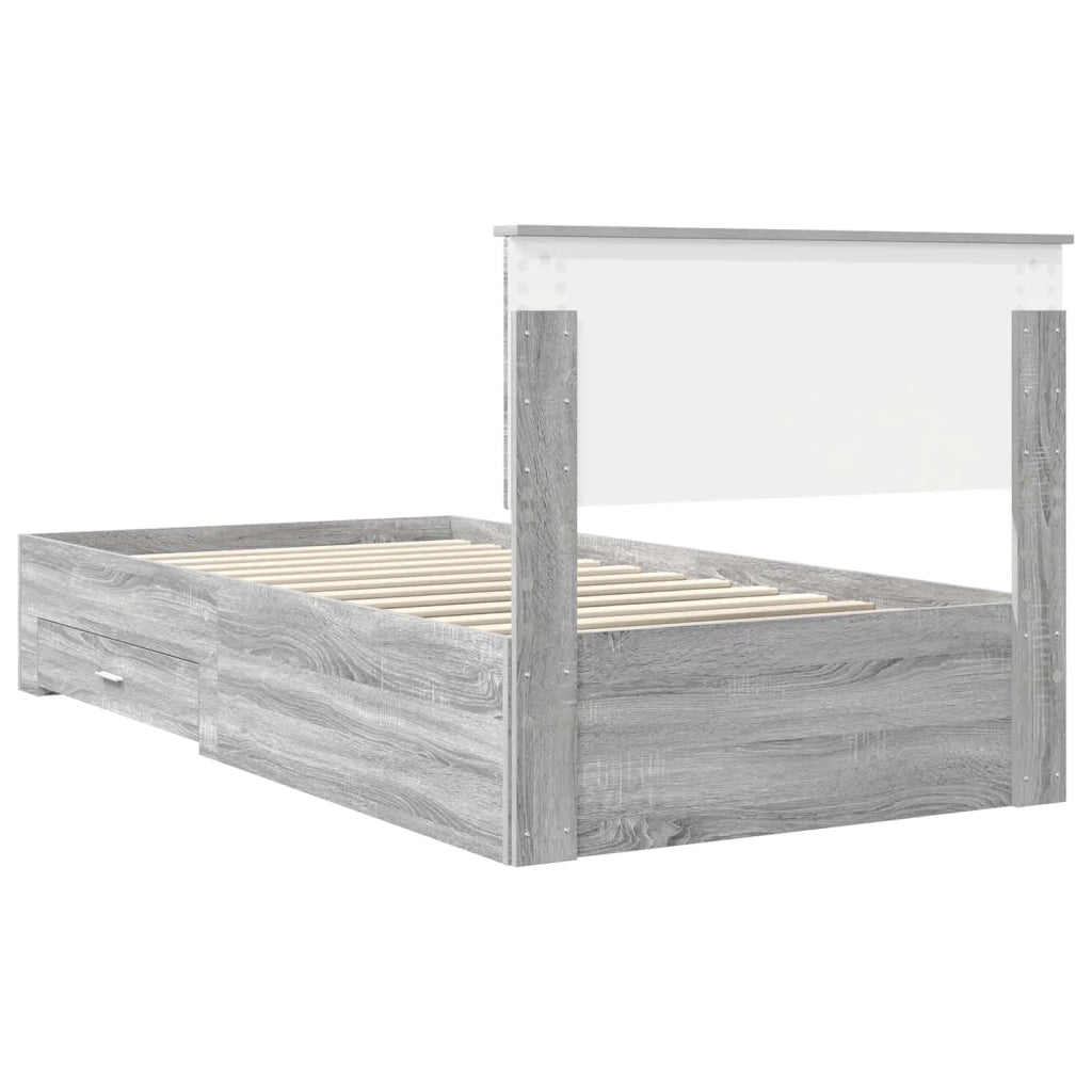Struttura del letto con testiera Grigio Sonoma 100 x 200 cm 3410936