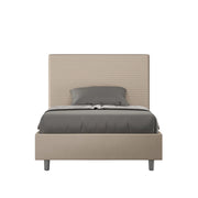 BS COM Letto una piazza e mezza senza rete imbottito 120x190 similpelle tortora