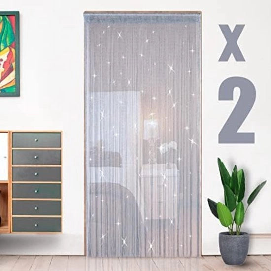 Tende per finestra - Tende per porta - 100 x 200 cm - Argento - 2 pezzi