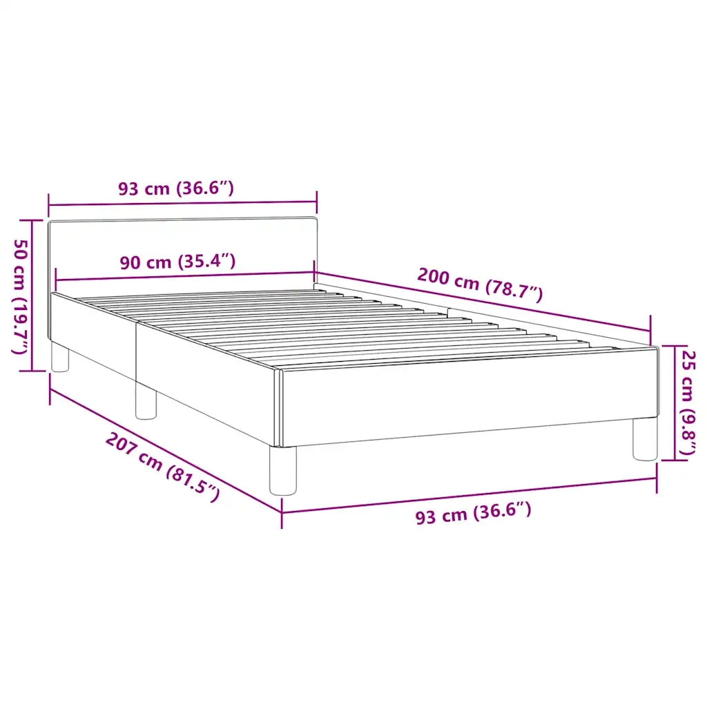 Giroletto con Testiera senza Materasso Crema 90x200 cm 347479
