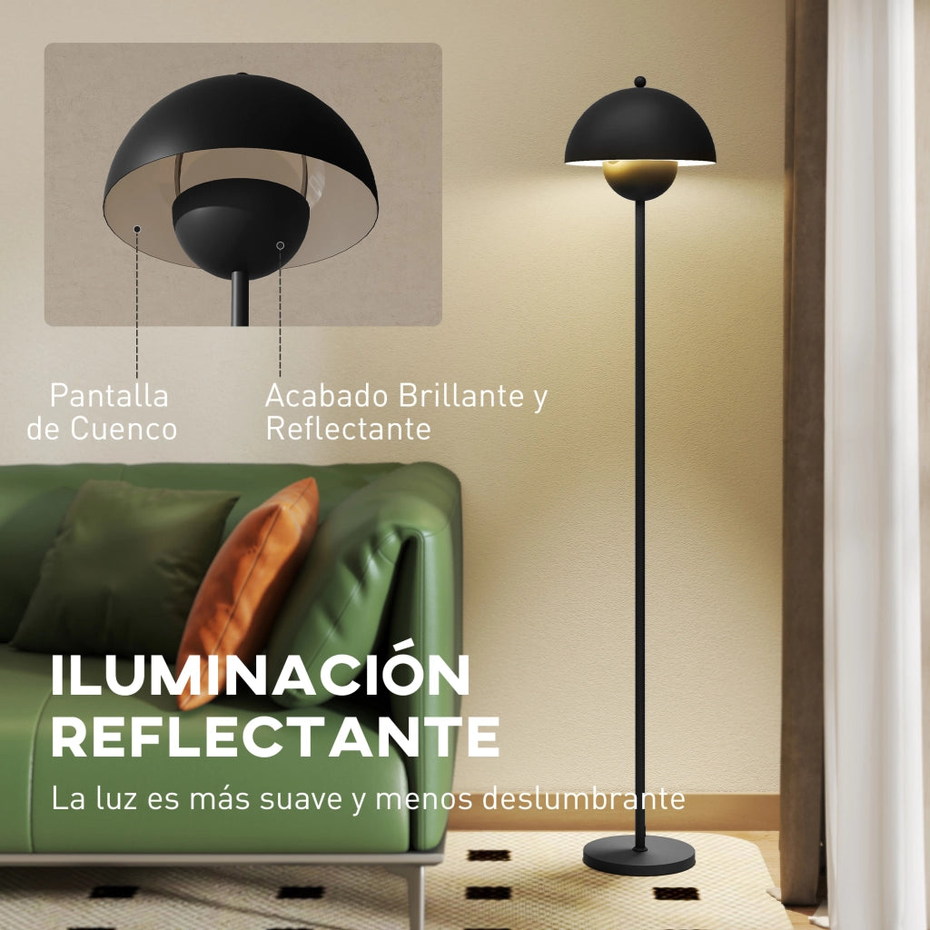 Lampada da Terra Moderna ¨C Xylo ¨C Paralume a Sfera E27 ?30x155cm Nero