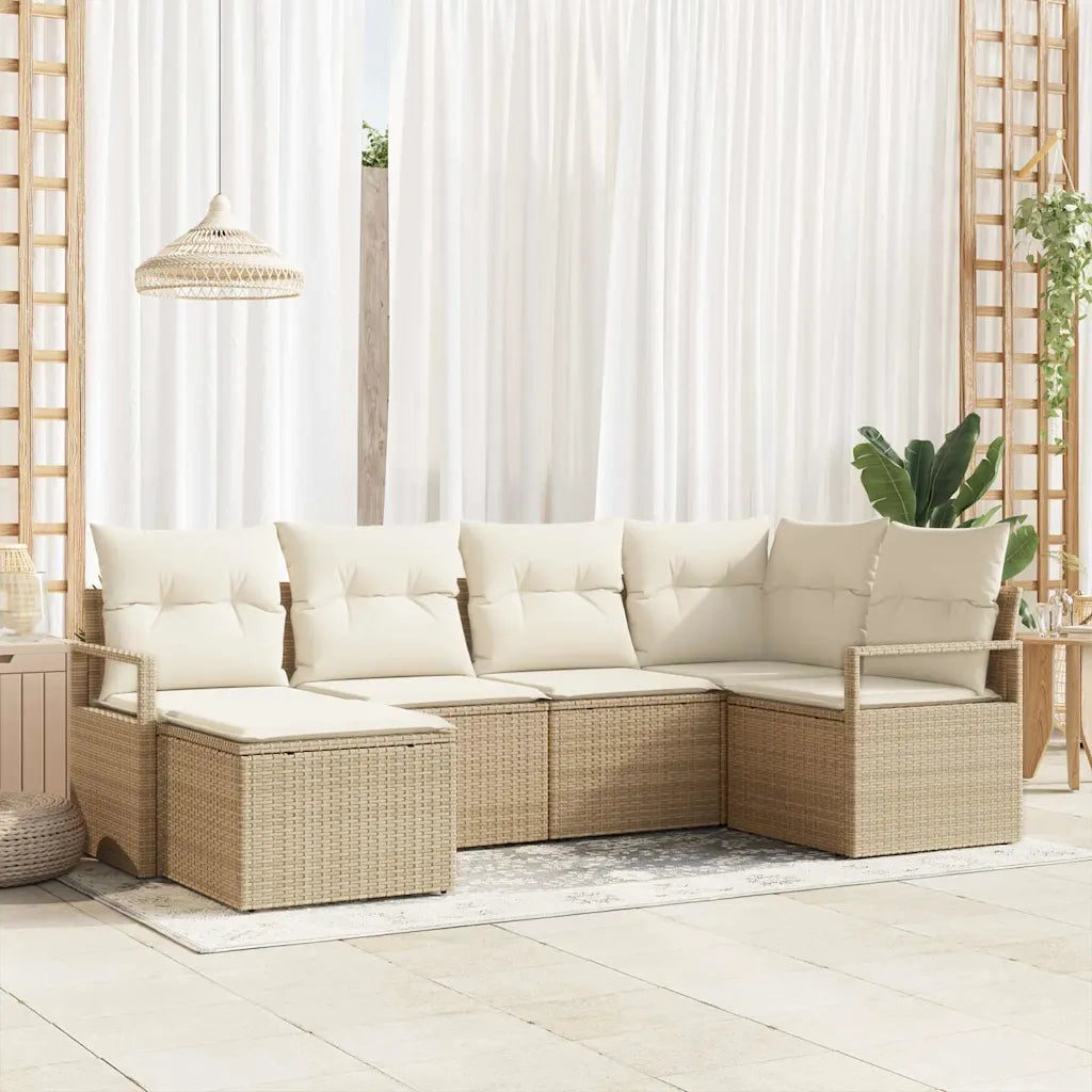 Set di divani con cuscino 6 pcs Beige e Crema polyrattan 3355120