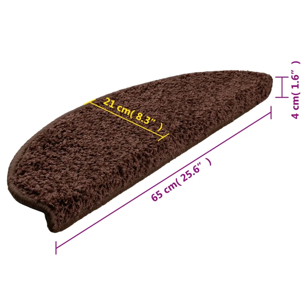 Tappetini per scale 10 pz 65x21x4 cm Marrone Semicircolari Grandi 149805