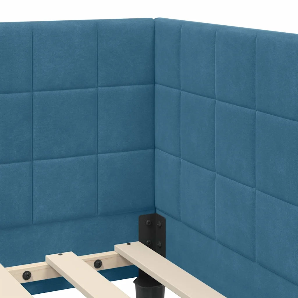 Cornice del letto ad angolo Blu 90 cm x 200 cm Velluto 42016427
