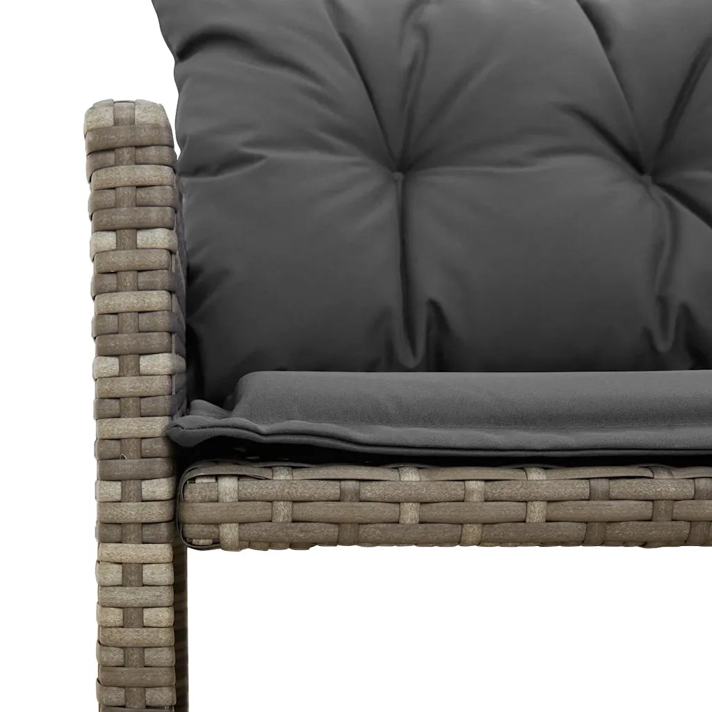 Divano da Giardino con Tavolo e Cuscini a L Grigio Polyrattan 365582