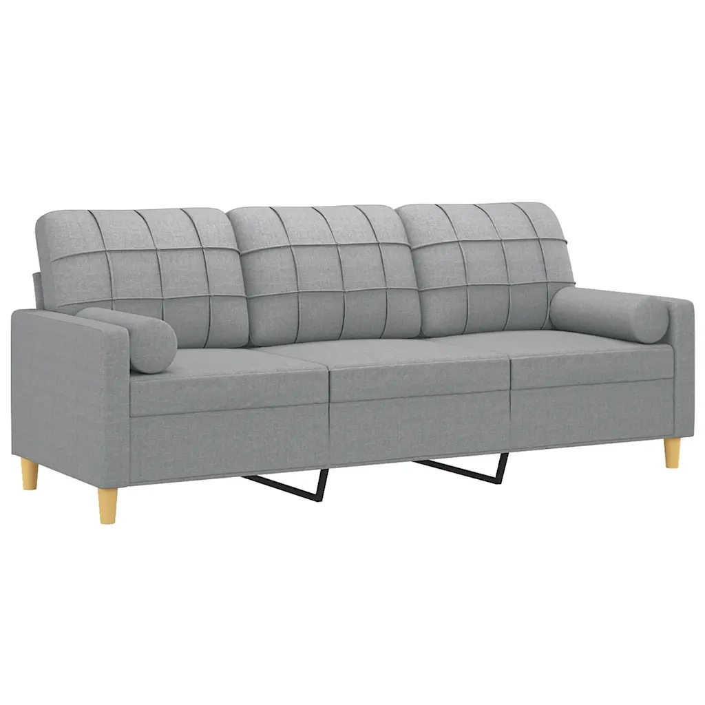 Divano a 3 Posti con Cuscini-Sofa 3 Posti con Cuscini Grigio Chiaro 180 cm in Tessuto 698827