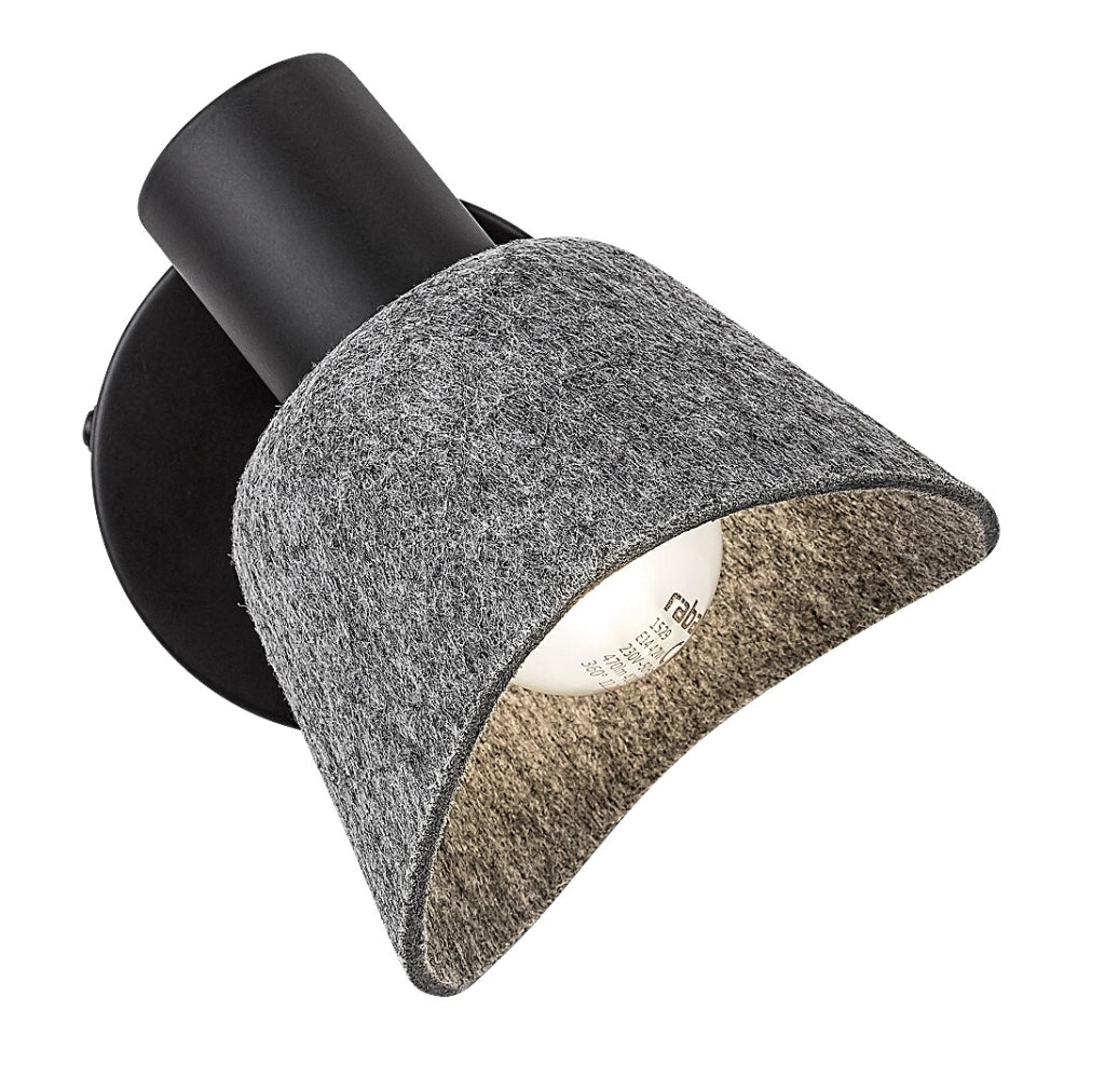 Applique Rabalux Farelia feltro grigio nero orientabile E14