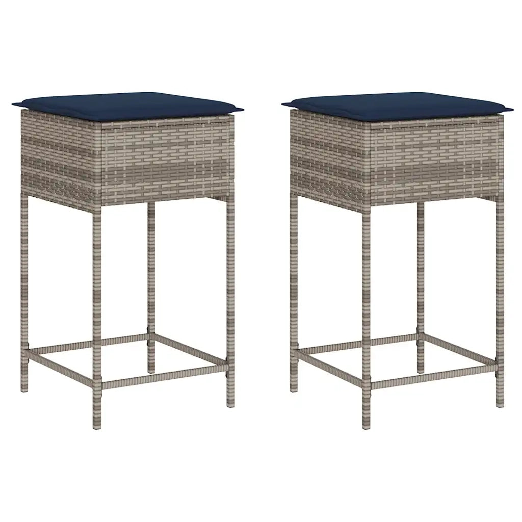Sgabelli da giardino con Cuscini 2 pz in Polyrattan Grigio 368324
