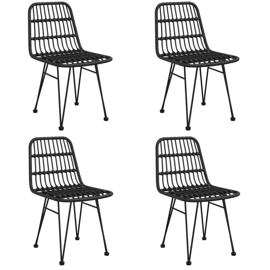 Set da Pranzo da Giardino 5 pz Nero in Polyrattan 3157882