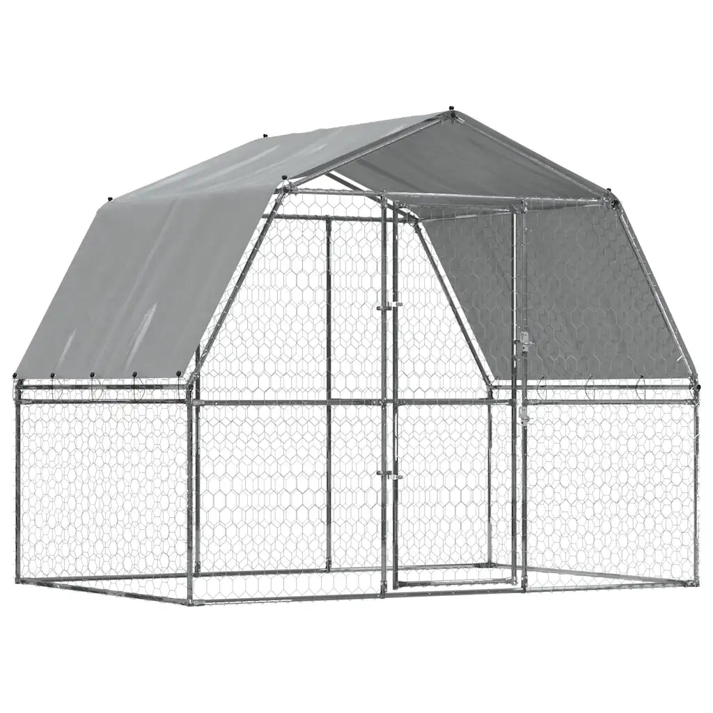 Box per Cani con Tetto e Anta Argento in Acciaio Zincato 3294908