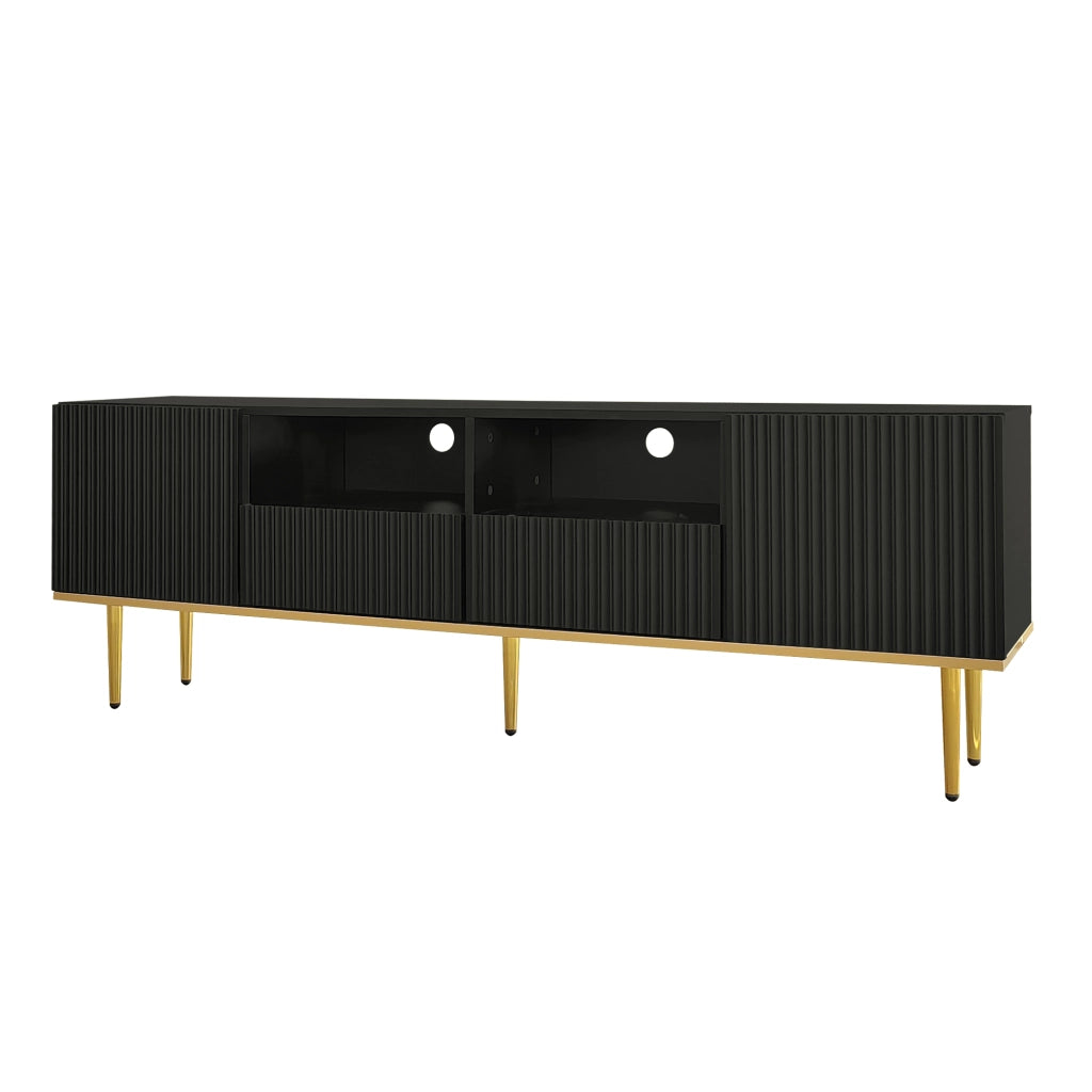 Cassettiera per TV nera in truciolare lunga 165 cm