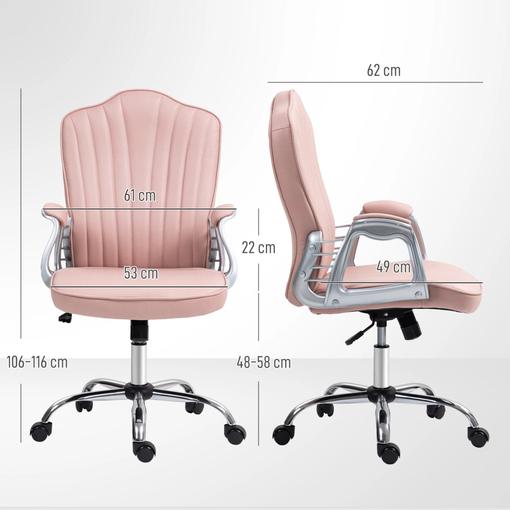 Sedia da Ufficio Girevole Regolabile con Schienale e Braccioli ¨C zephmum ¨C Rosa