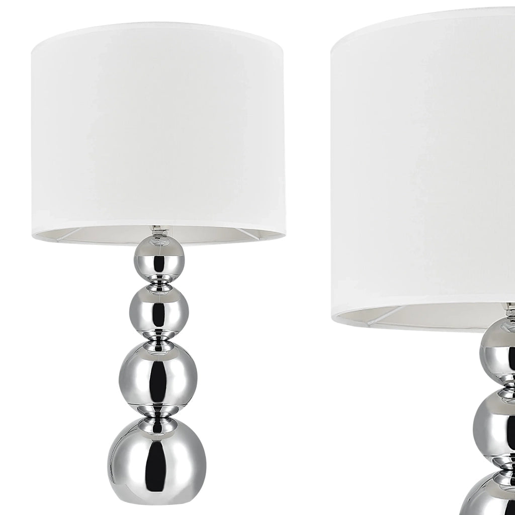 Lampada da comodino E14 metallo e tessuto 43 cm bianco e cromo 03_0002514