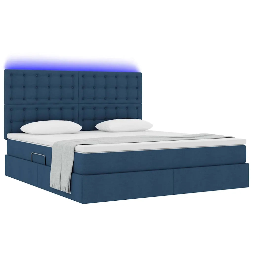 Letto con contenitore e LED con led Blu 180 x 200 cm Poliestere