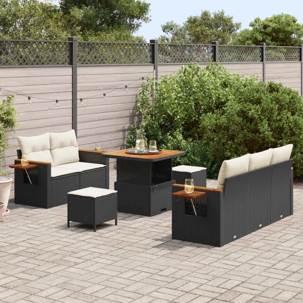 Set Divano da Giardino 8 pcs Nero polyrattan 3362985